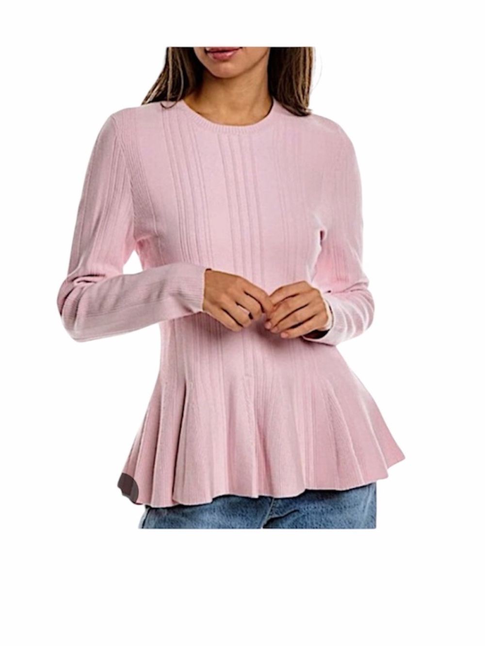 Ted Baker London light pink ribbed peblum sweater size 2 us 6
